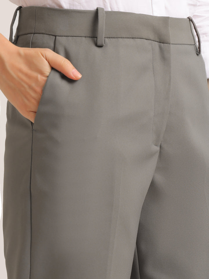 Hancock   Women   Grey   Solids   Viscose Rayon   Slim Fit   Formal   Trouser