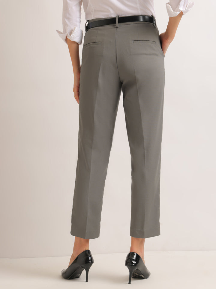 Hancock   Women   Grey   Solids   Viscose Rayon   Slim Fit   Formal   Trouser