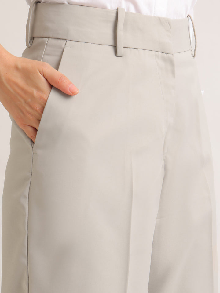 Hancock   Women   Greige   Solids   Viscose Rayon   Wide Leg   Formal   Trouser