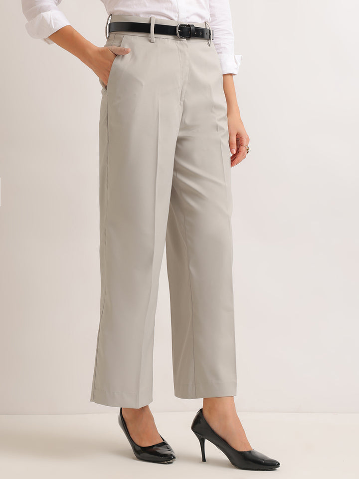 Hancock   Women   Greige   Solids   Viscose Rayon   Wide Leg   Formal   Trouser