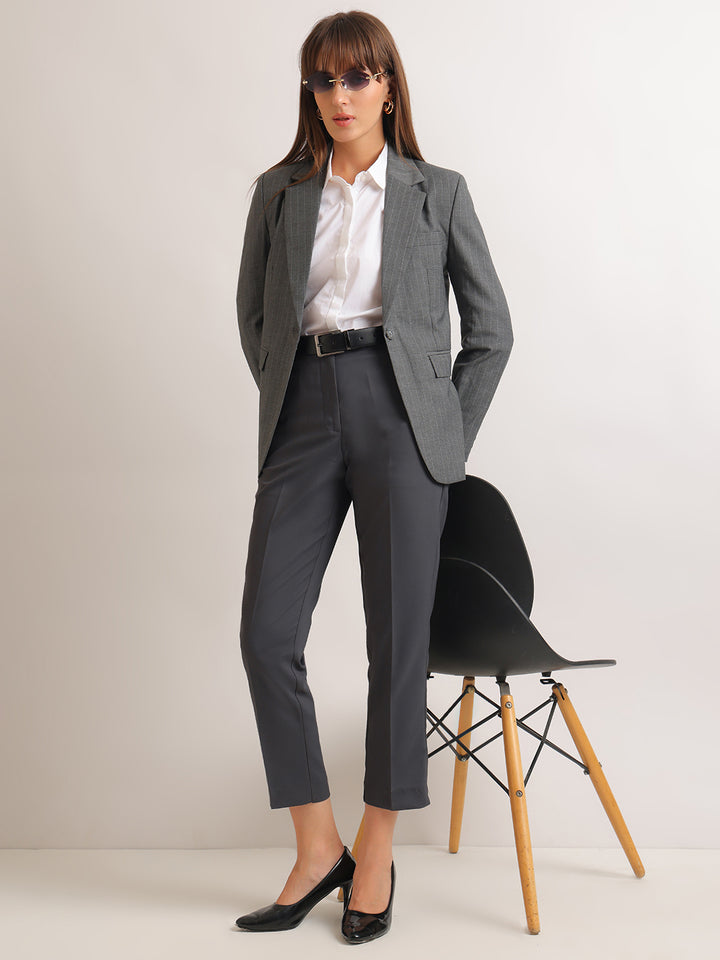 Hancock   Women   Charcoal   Solids   Viscose Rayon   Slim Fit   Formal   Trouser