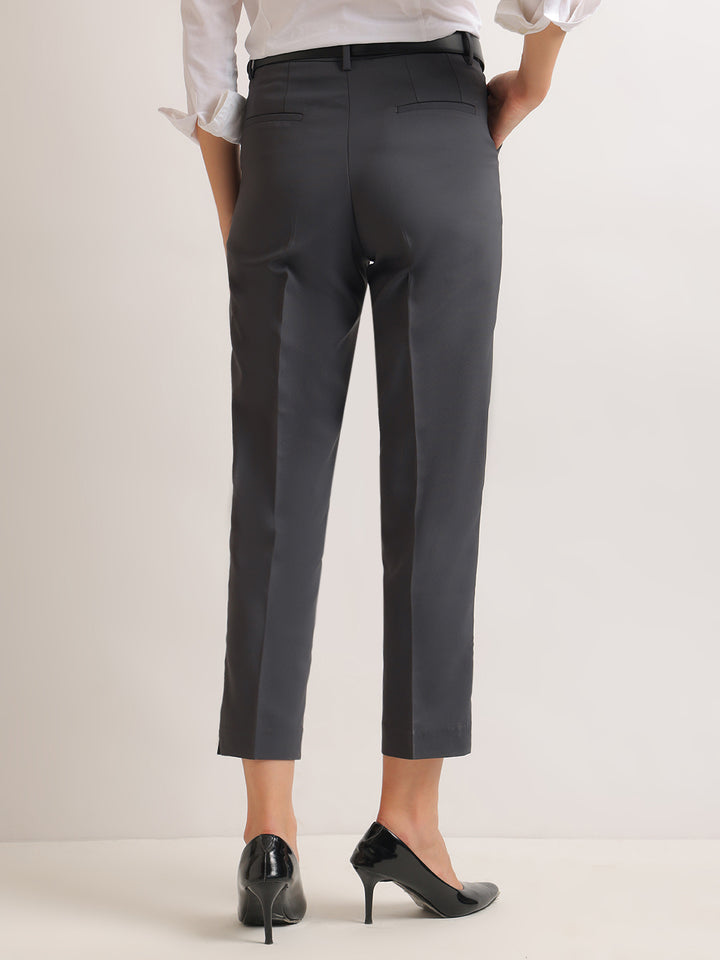 Hancock   Women   Charcoal   Solids   Viscose Rayon   Slim Fit   Formal   Trouser