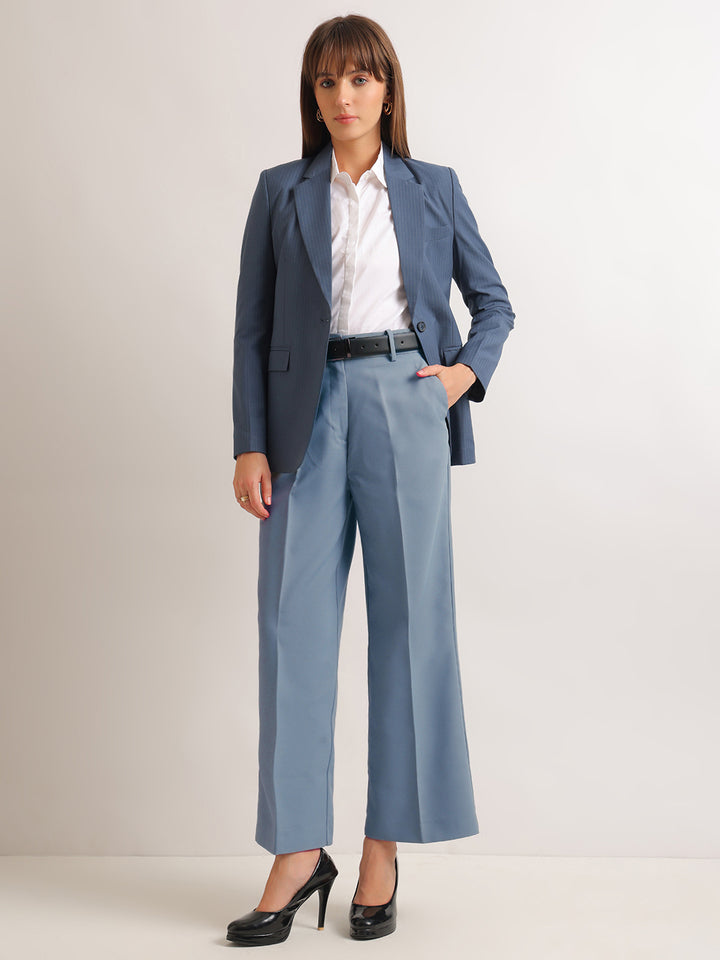 Hancock   Women   Oxford Blue   Solids   Viscose Rayon   Wide Leg   Formal   Trouser