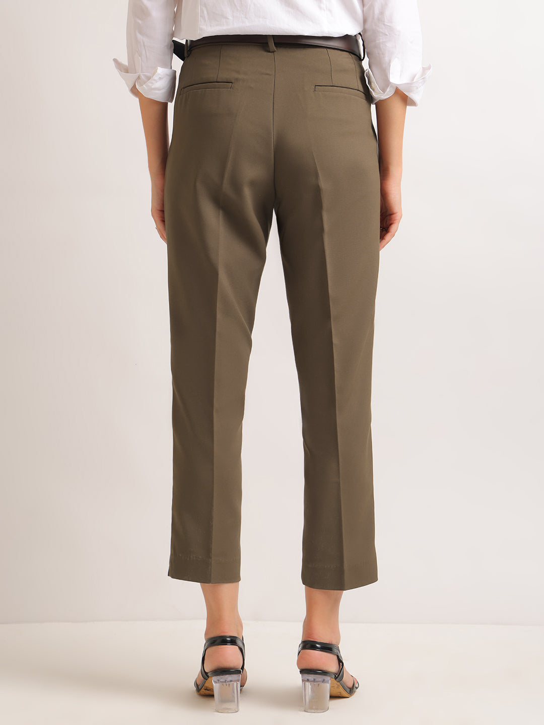 Hancock   Women   Brown   Solids   Viscose Rayon   Slim Fit   Formal   Trouser
