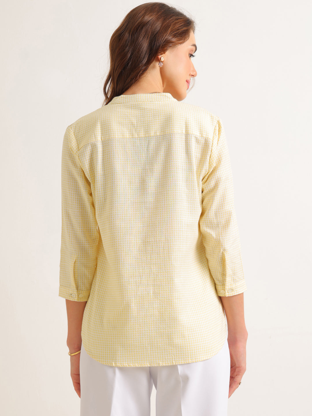 Hancock   Women   Yellow   Solid Self Design   Pure Cotton   Regular Fit   Formal   Shirt