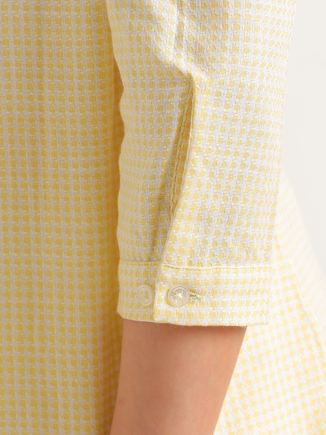 Hancock   Women   Yellow   Solid Self Design   Pure Cotton   Regular Fit   Formal   Shirt