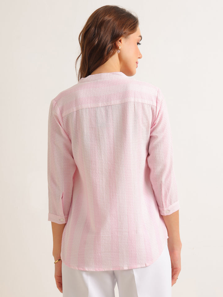 Hancock   Women   Pink   Solid Self Design   Pure Cotton   Regular Fit   Formal   Shirt