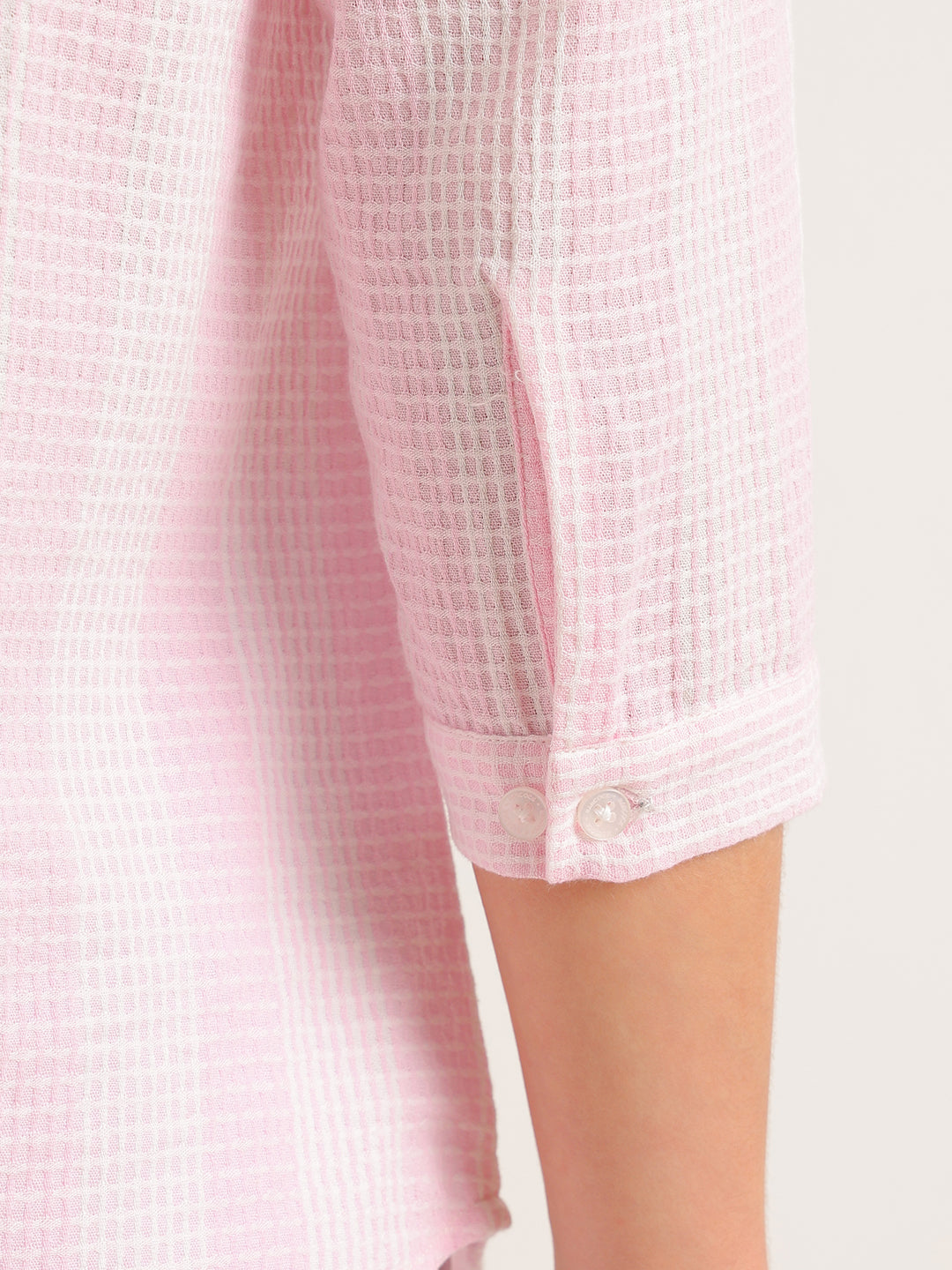 Hancock   Women   Pink   Solid Self Design   Pure Cotton   Regular Fit   Formal   Shirt