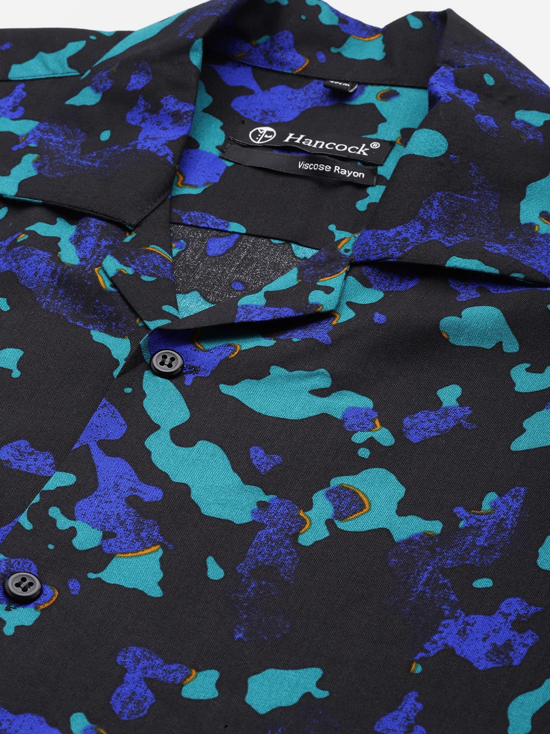 Men Black-Green Printed Viscose Rayon Regular Fit Casual Shirt