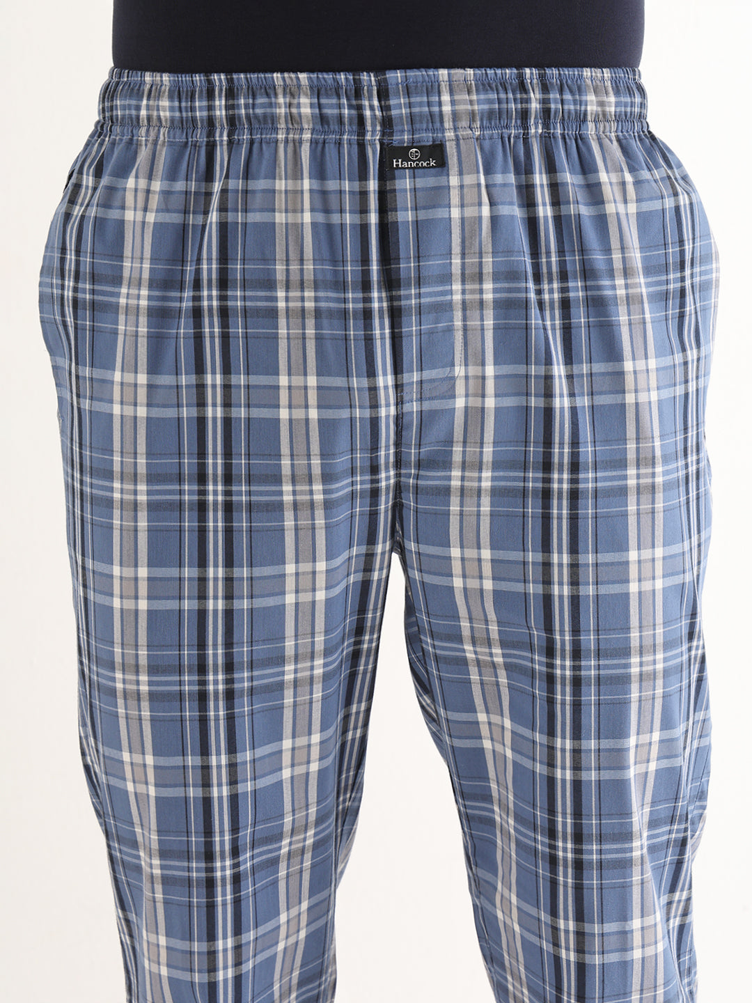 Hancock   Men   Bluish Grey   Checks   Pure Cotton   Relaxed Fit   Night Wear   Lounge Pant