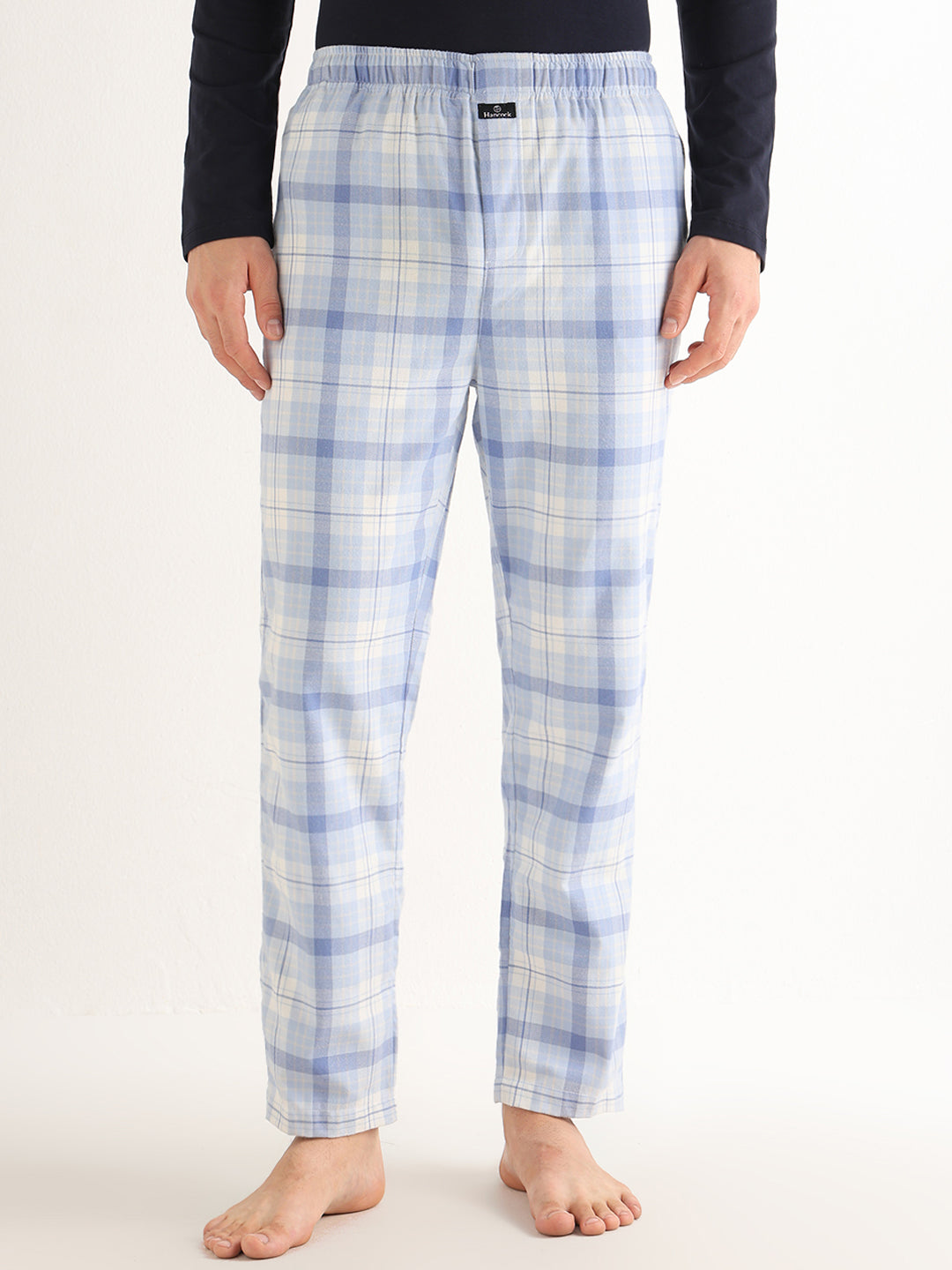 Hancock   Men   Sky Blue   Checks   Cotton Blend   Relaxed Fit   Night Wear   Lounge Pant