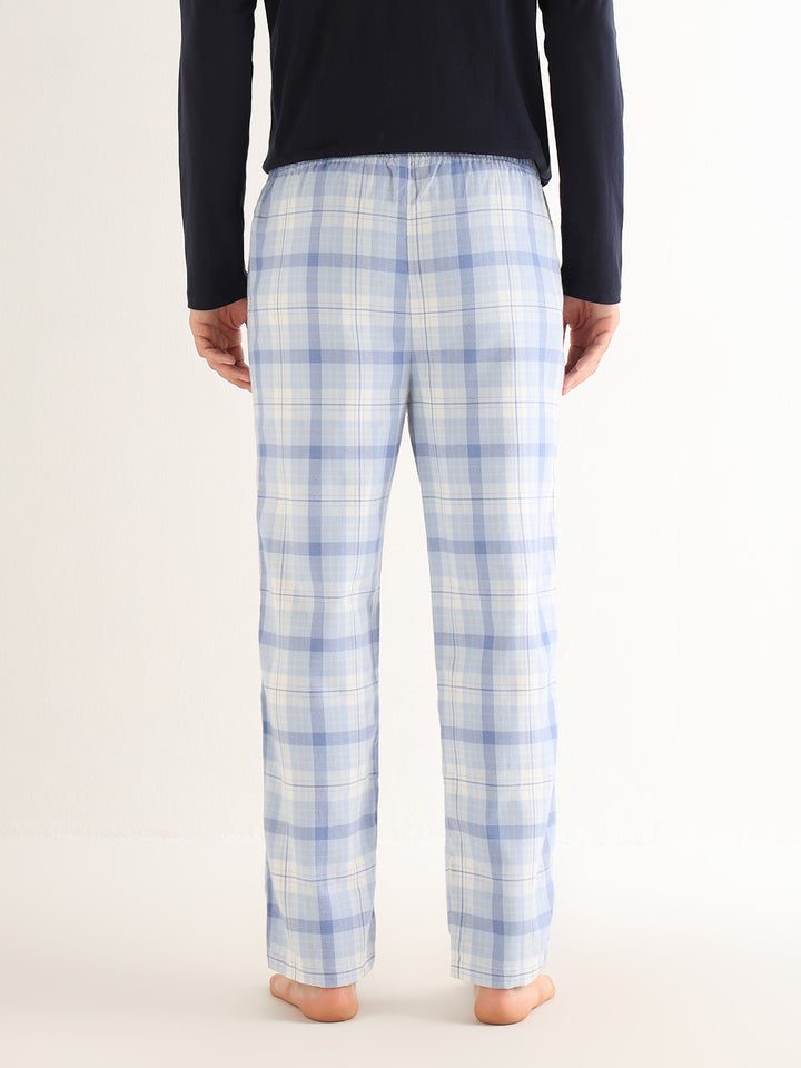 Hancock   Men   Sky Blue   Checks   Cotton Blend   Relaxed Fit   Night Wear   Lounge Pant
