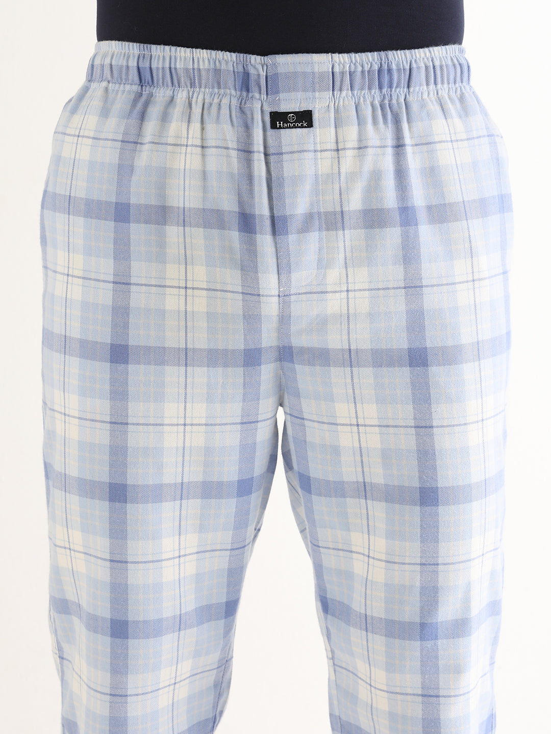 Hancock   Men   Sky Blue   Checks   Cotton Blend   Relaxed Fit   Night Wear   Lounge Pant