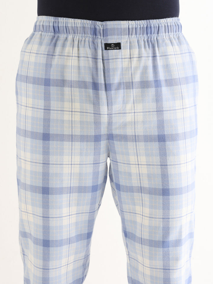 Hancock   Men   Sky Blue   Checks   Cotton Blend   Relaxed Fit   Night Wear   Lounge Pant