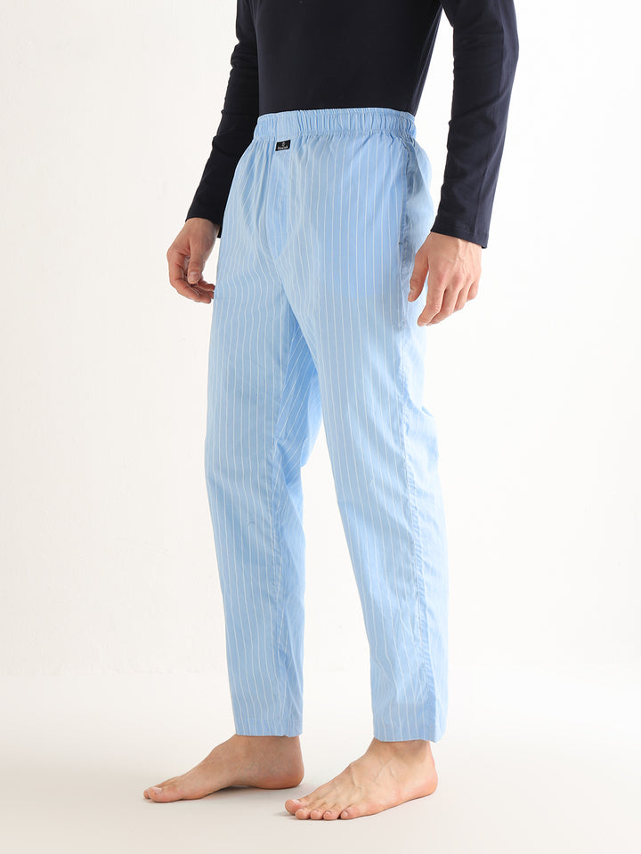 Hancock   Men   Blue   Stripes   Pure Cotton   Relaxed Fit   Night Wear   Lounge Pant