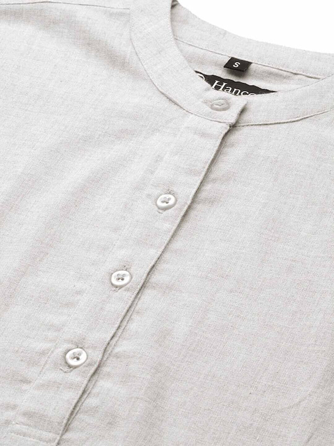 Hancock Women Grey Solid Pure Cotton Regular Fit Formal Top