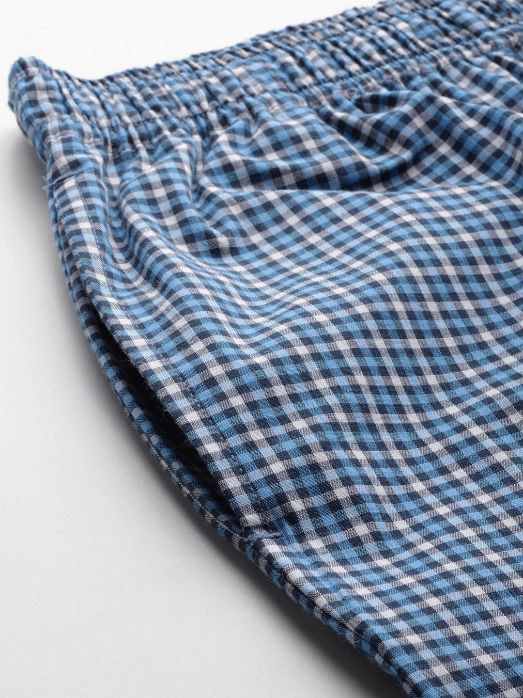 Hancock Men Blue Checked Pure Cotton Relaxed Fit Casual Night Suit