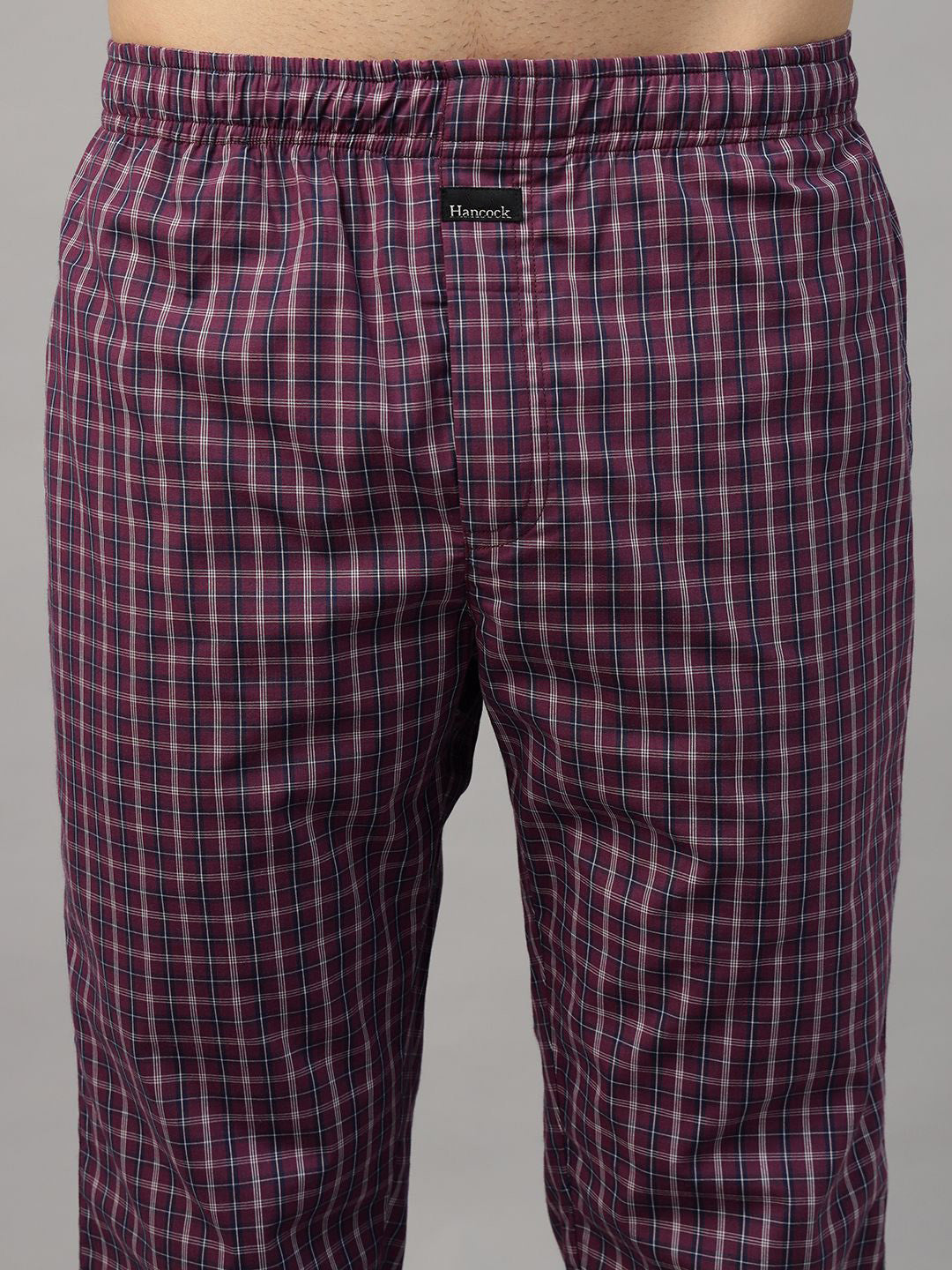 Hancock Men Purple Checked Pure Cotton Relaxed Fit Casual Night Suit