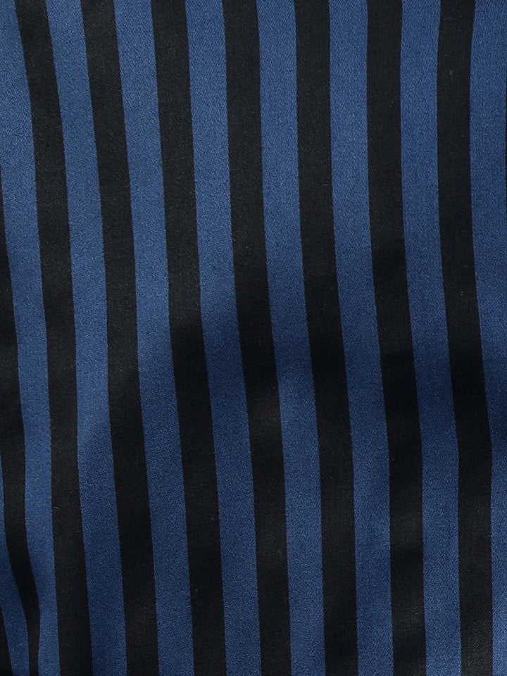 Hancock Men Blue & Black Stripe Pure Cotton Relaxed Fit Night Wear Night Suit