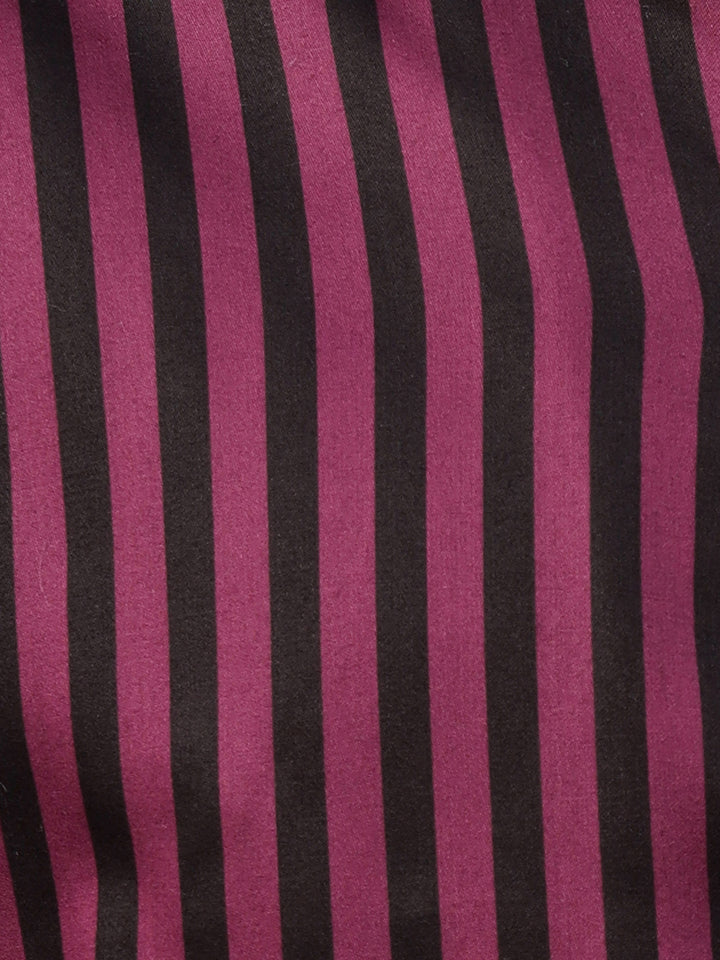Hancock Men Maroon & Black Stripe Pure Cotton Relaxed Fit Night Wear Night Suit