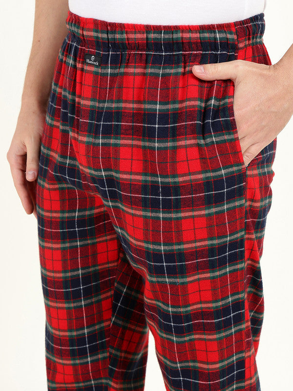 Men Red & Navy Blue Checked Pure Cotton Relaxed Fit Night Suit