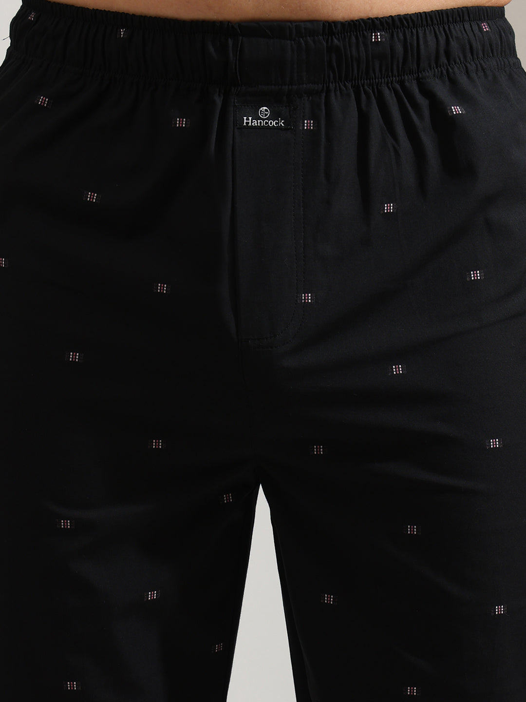 Hancock   Men   Black   Solids   Pure Cotton   Relaxed Fit   Night Wear   Night Suit