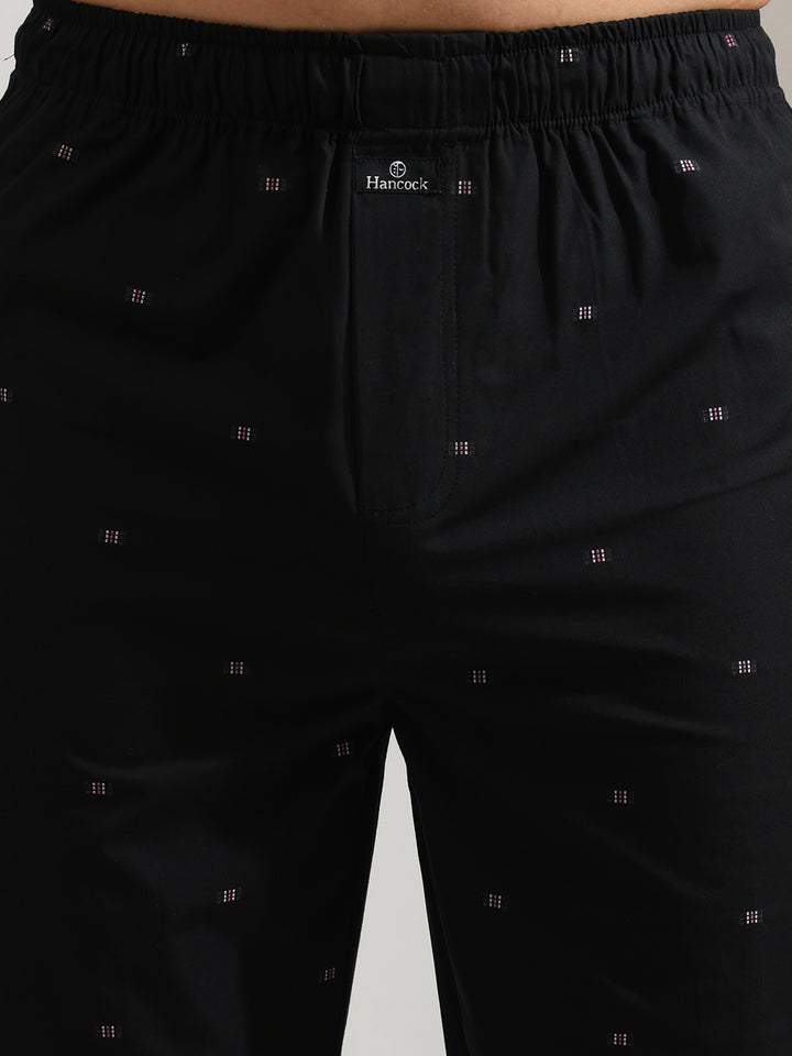 Hancock   Men   Black   Solids   Pure Cotton   Relaxed Fit   Night Wear   Night Suit