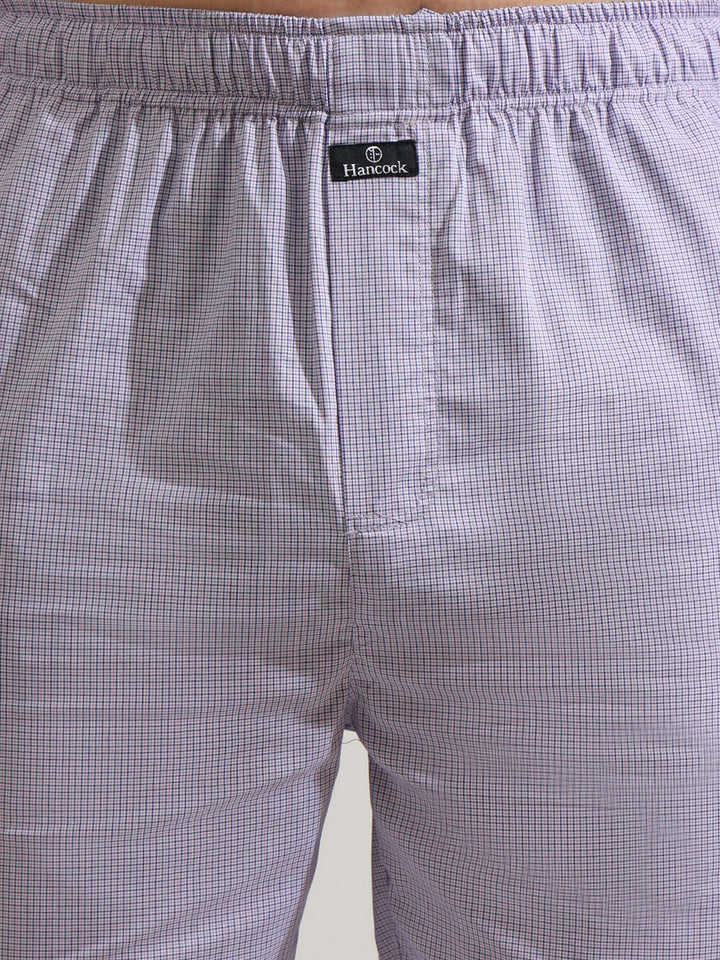 Hancock   Men   Lilac   Checks   Pure Cotton   Relaxed Fit   Night Wear   Night Suit