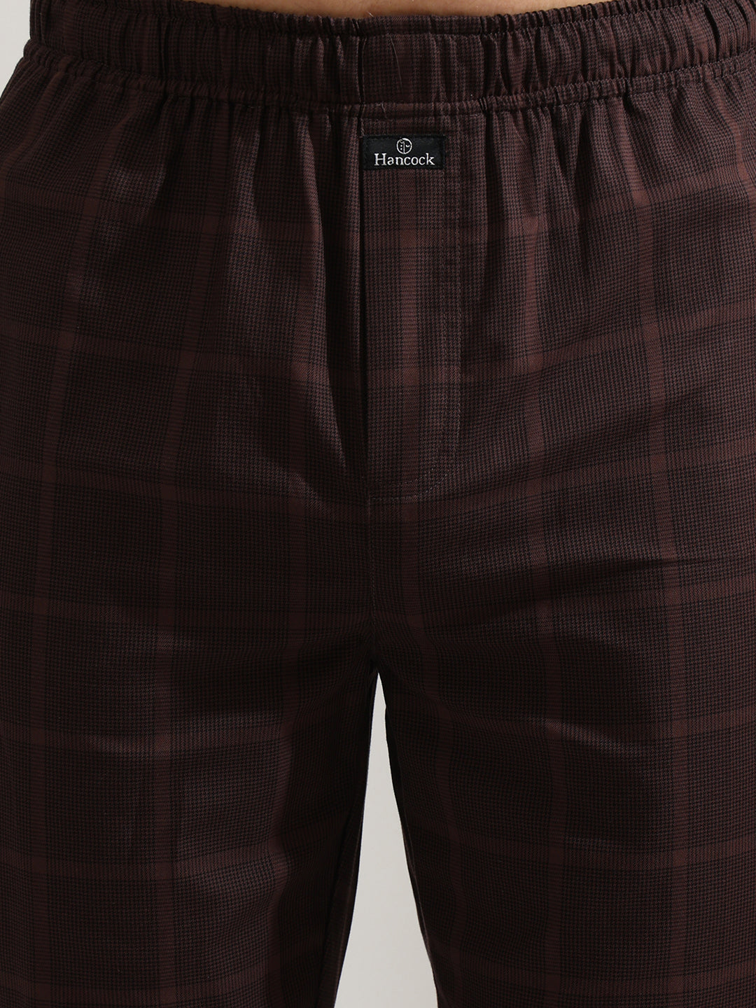 Hancock   Men   Brown   Checks   Pure Cotton   Relaxed Fit   Night Wear   Night Suit