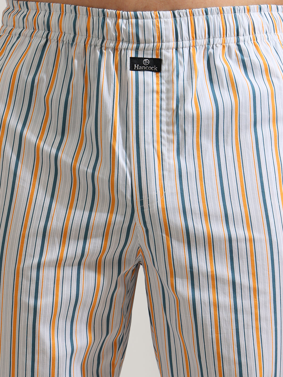 Hancock   Men   Sky Blue   Stripes   Pure Cotton   Relaxed Fit   Night Wear   Night Suit
