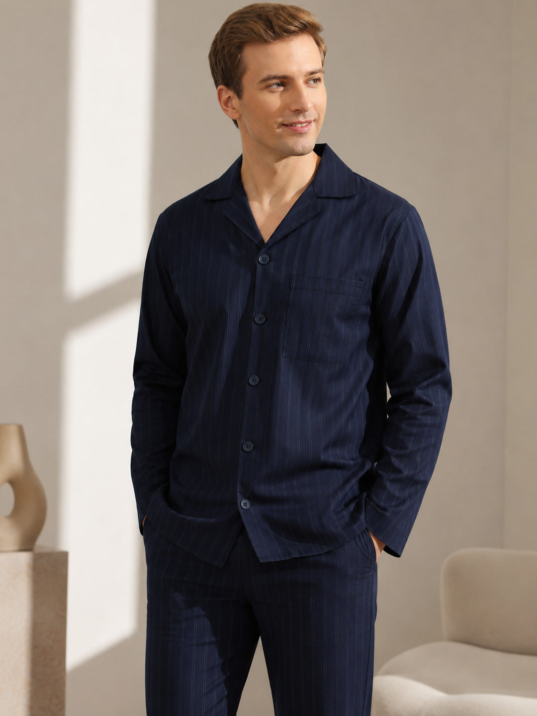 cotton night dress for men Unique Bargains Men's Nightshirt Cotton Sleep Shirt Long Sleeve Nightgown Sleepwear M Blue, Size: Medium
