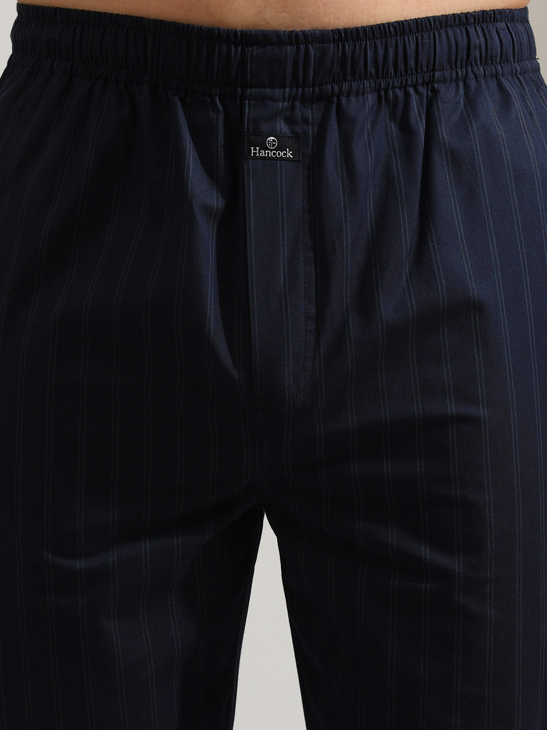 Hancock   Men   Navy Blue   Checks   Pure Cotton   Relaxed Fit   Night Wear   Night Suit