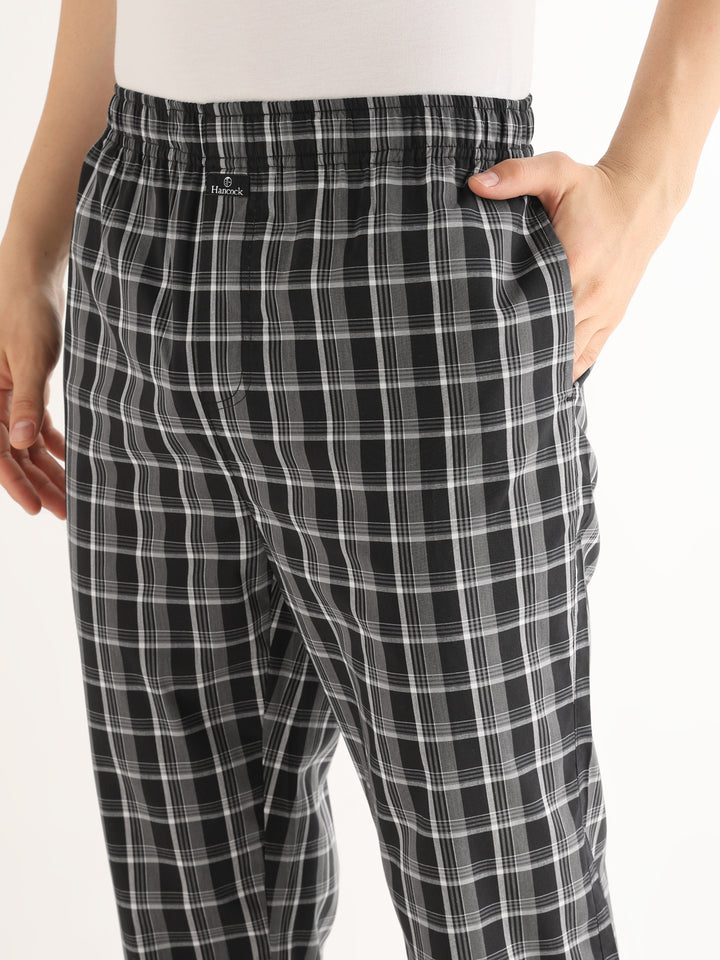 Hancock   Men   Black & White   Checks   Pure Cotton   Relaxed Fit   Night Wear   Night Suit