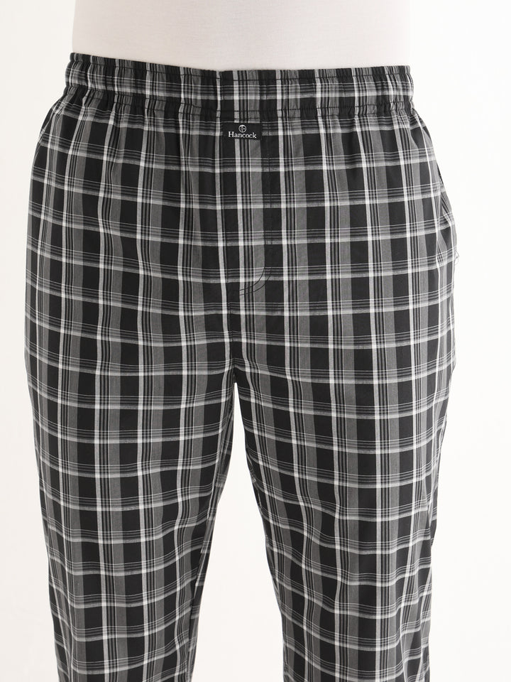Hancock   Men   Black & White   Checks   Pure Cotton   Relaxed Fit   Night Wear   Night Suit