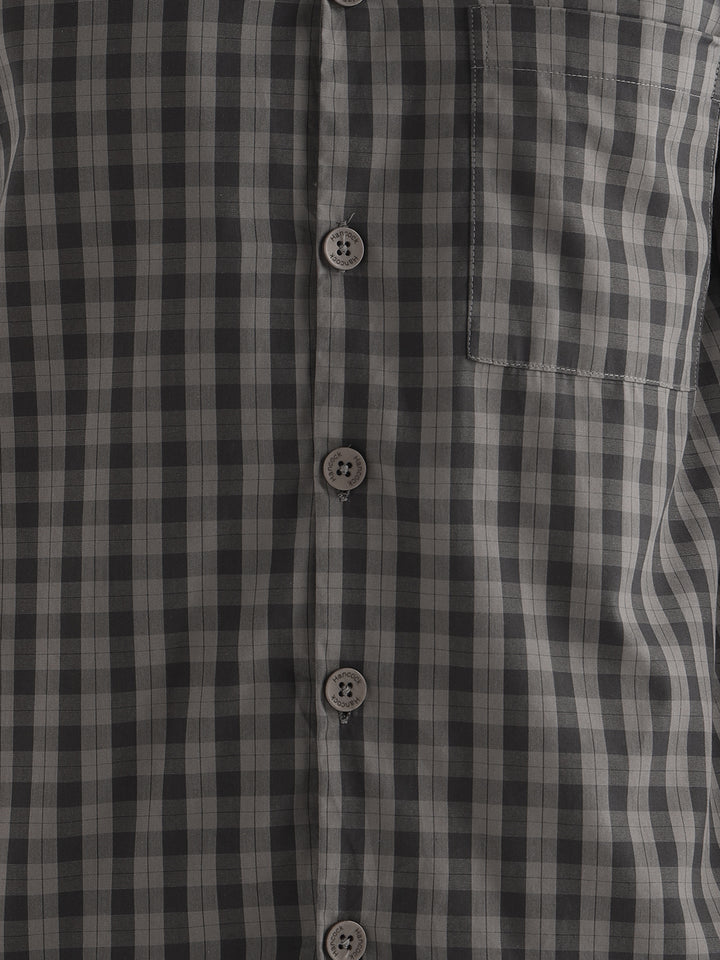 Hancock Men Dark Grey Checked Pure Cotton Relaxed Fit Night Wear Night Suit