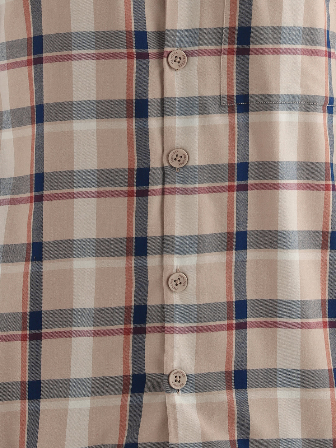 Hancock Men Beige Checked Pure Cotton Relaxed Fit Night Wear Night Suit