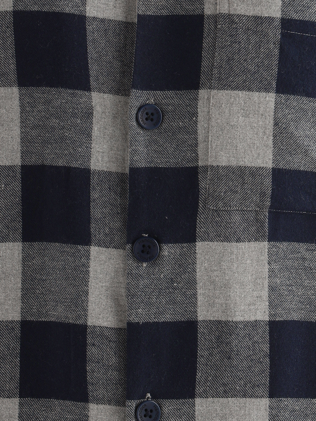 Hancock Men Grey & Navy Blue Checked Pure Cotton Relaxed Fit Night Wear Night Suit