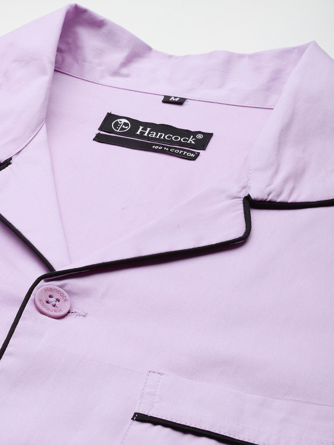 Men Lavender Solid Pure Cotton Relaxed Fit Casual Night Suit