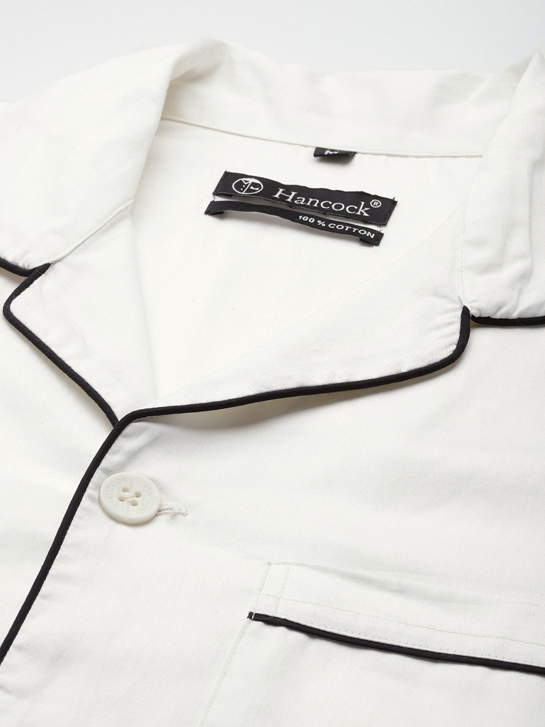 Men Cream Solid Pure Cotton Relaxed Fit Casual Night Suit