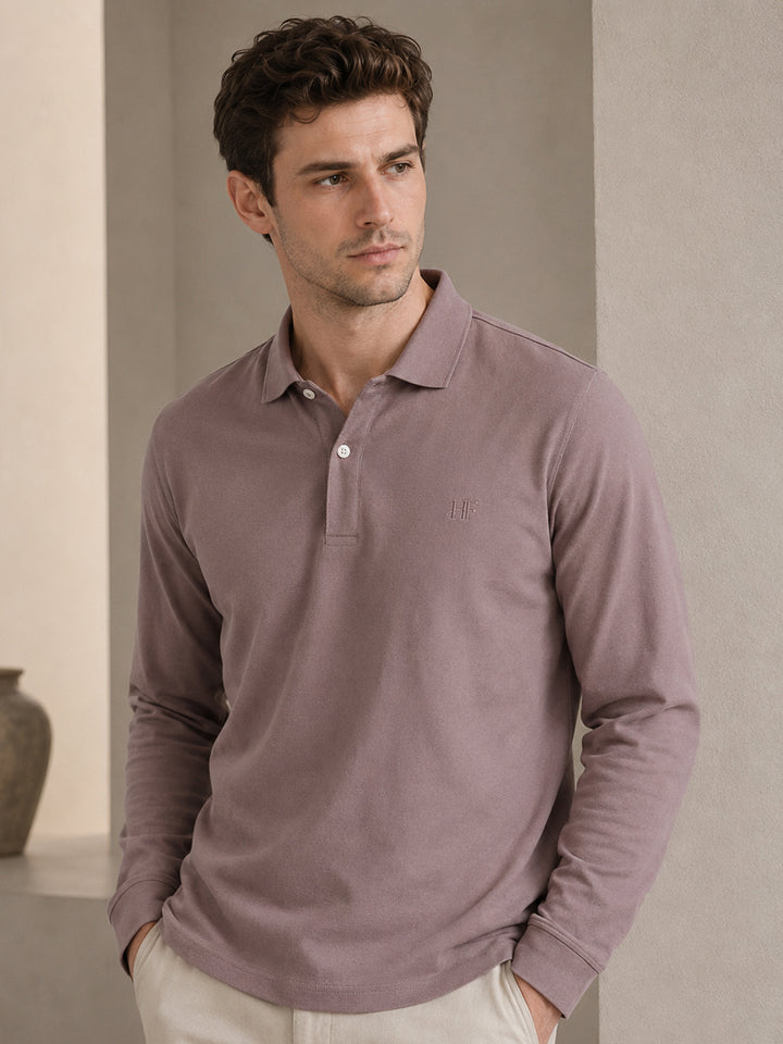 Men Dust yMauve Solid Pure Cotton Slim Fit T-Shirt