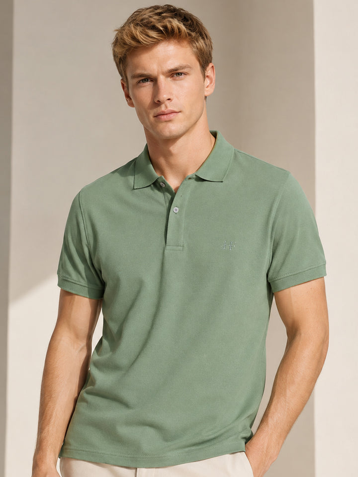 Men Olive Solid Pure Cotton Relaxed Fit T-Shirt
