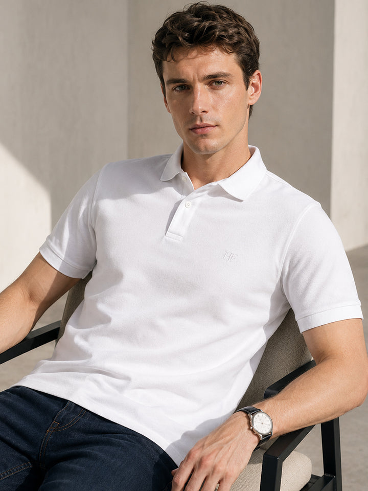 Men White Solid Pure Cotton Relaxed Fit T-Shirt