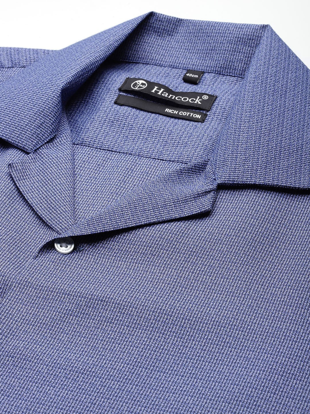 Men Blue Solid Pure Cotton Relaxed Fit Casual Shirt