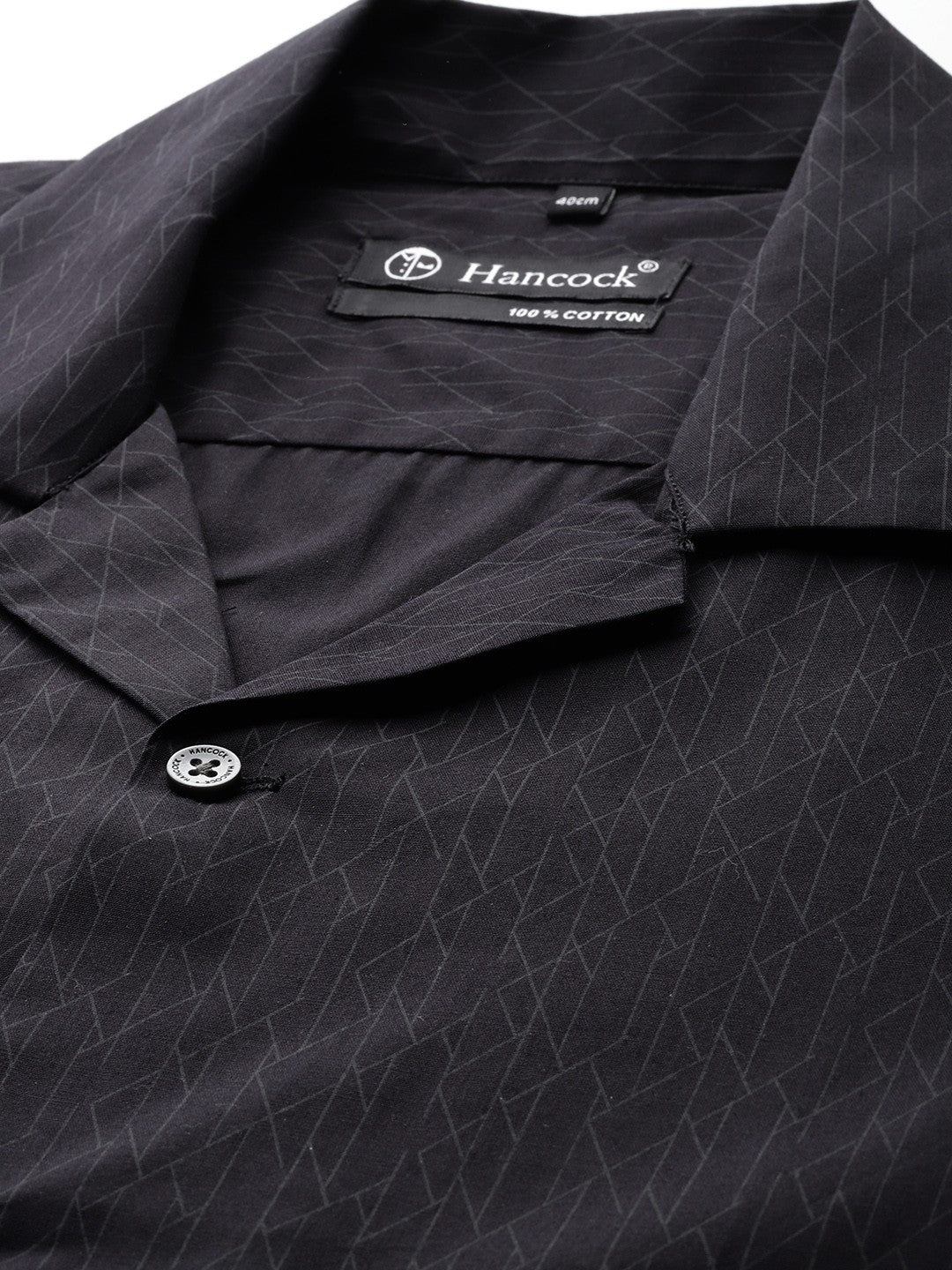 Men Black Printed Pure Cotton Relaxed Fit Casual Shirt