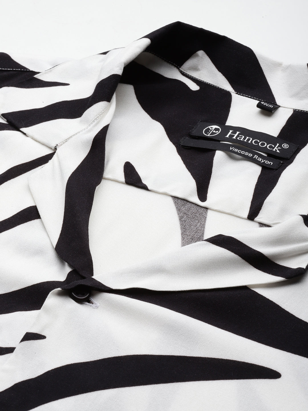 Men White-Black Printed Viscose Rayon Relaxed Fit Casual Co-Ord