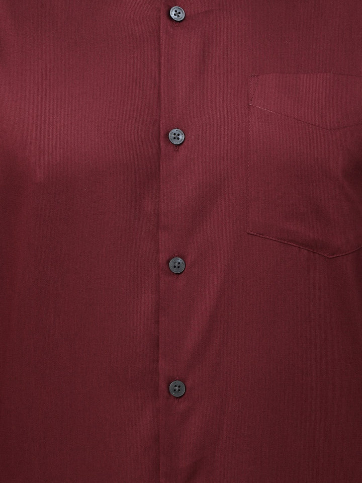 Men Maroon Solid Cotton Slim Fit Formal Shirt