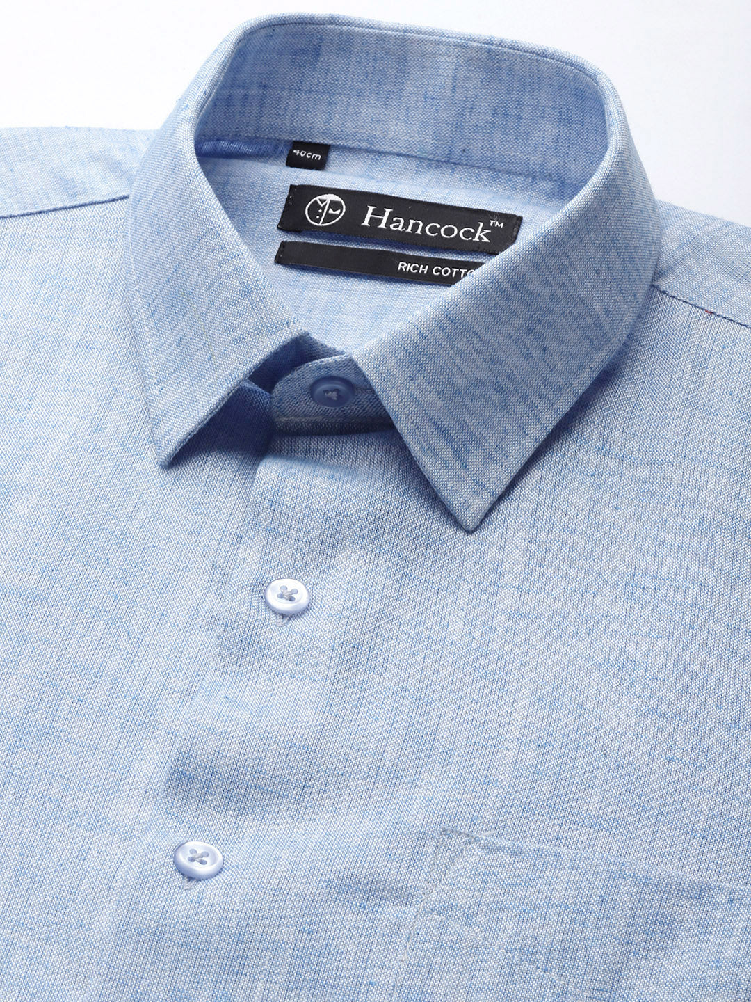 Men Blue Solid Cotton Rich Slim fit Formal Shirt