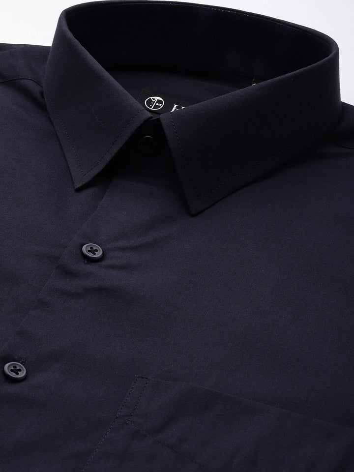 Men Navy Solid Pure Cotton Slim fit Formal Shirt