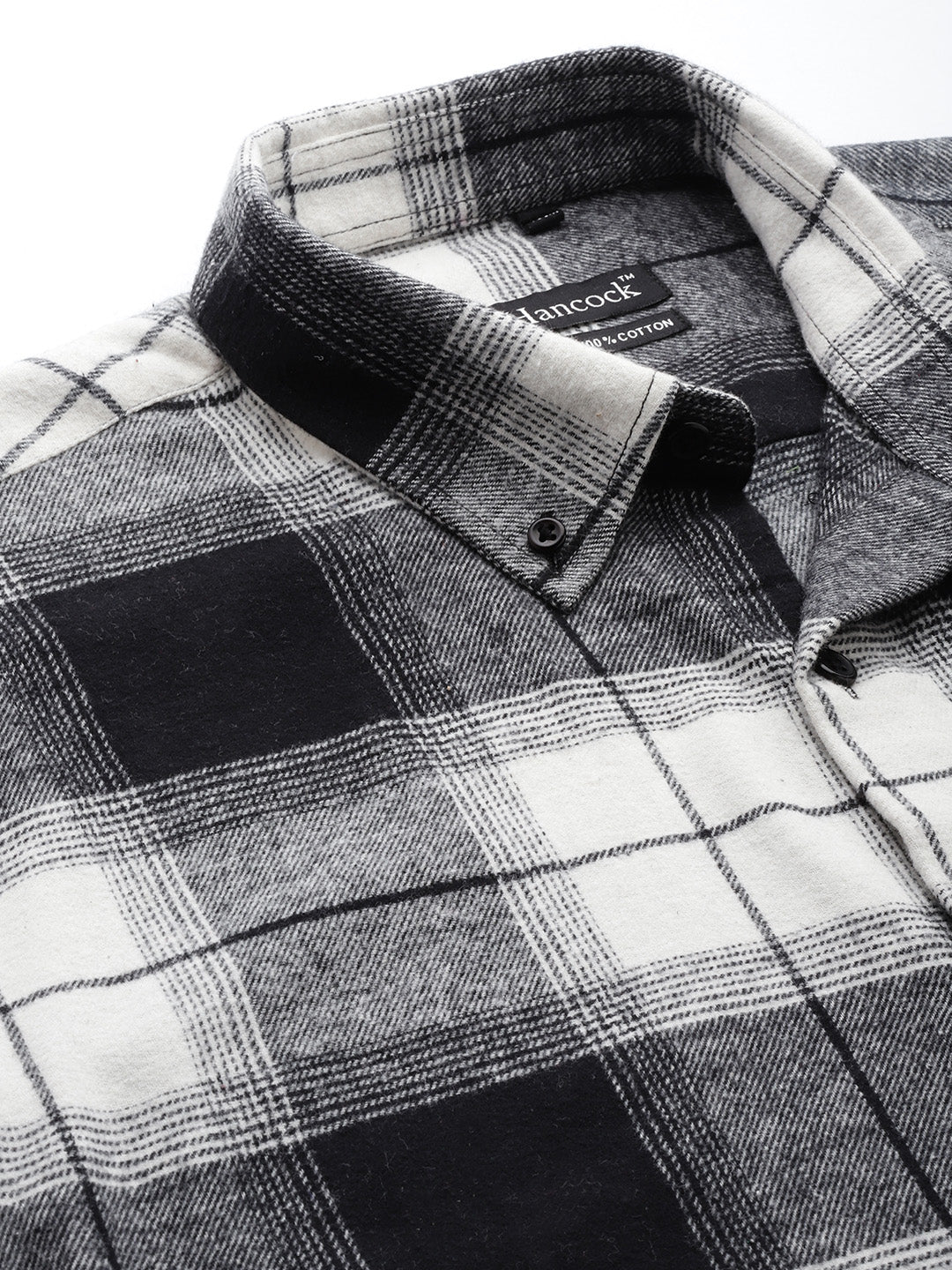 Men Black & White Checks Pure Cotton Slim fit Casual Shirt