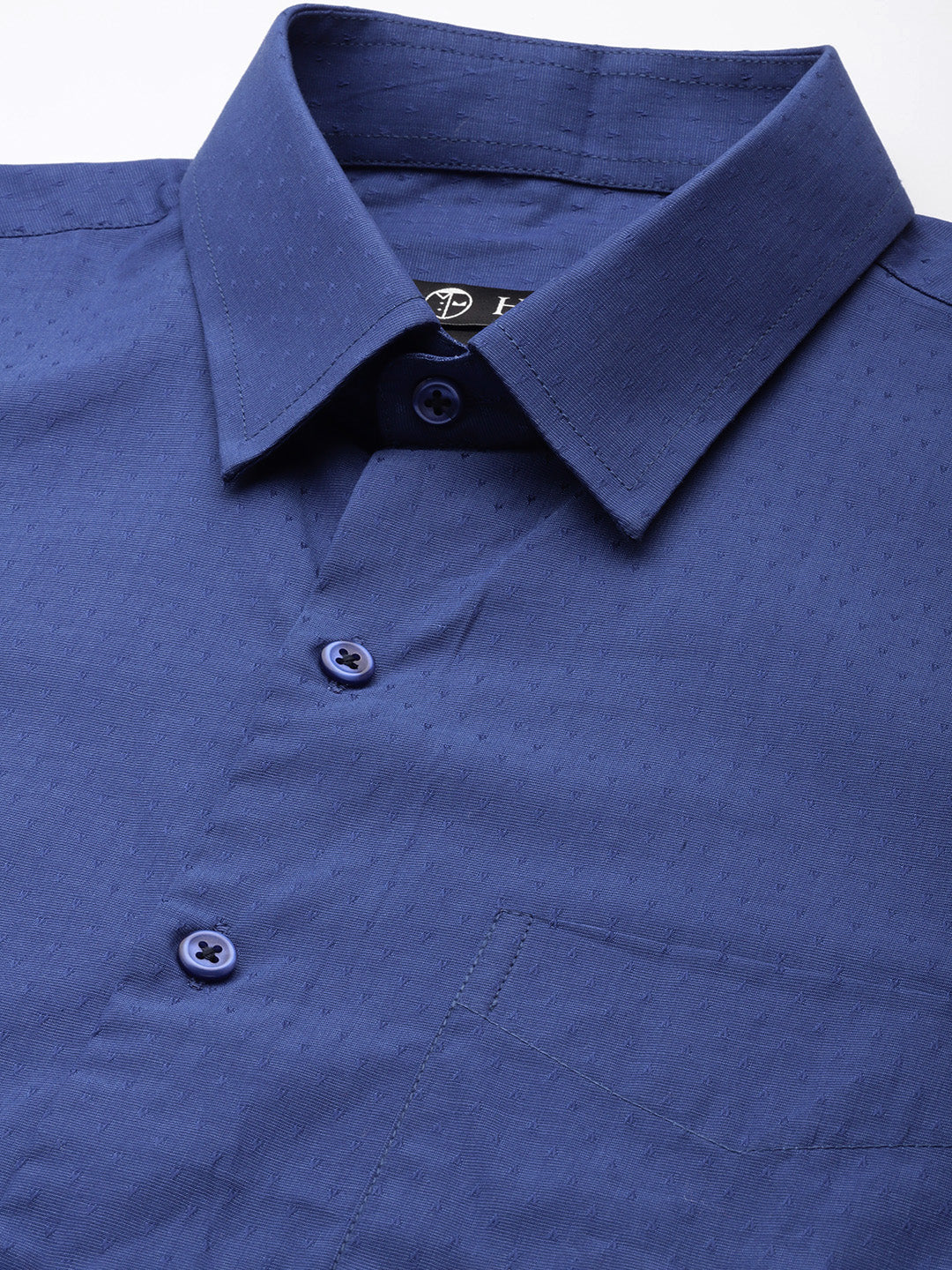 Men Blue Solid Pure Cotton Slim fit Formal Shirt